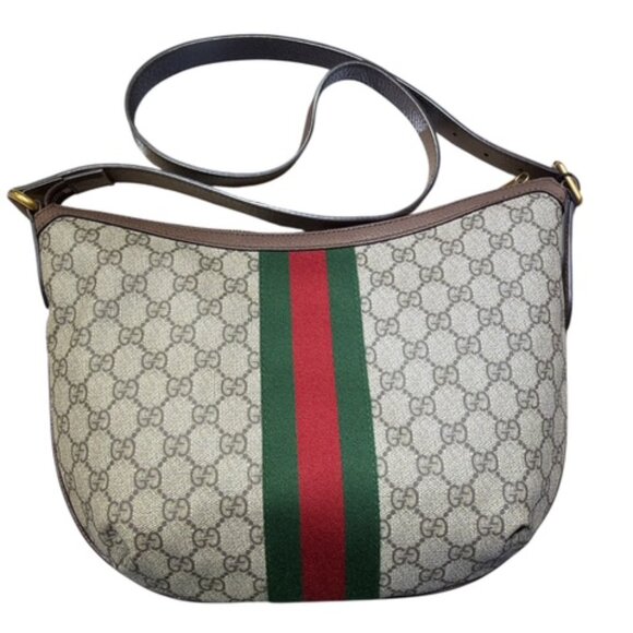Gucci Beige Ophidia Medium Shoulder Bag with Green and Red Stripe - Picture 8 of 10